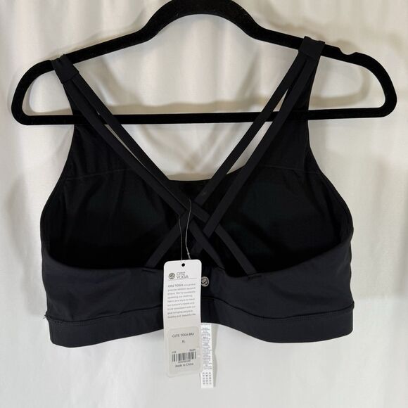 New Crz Yoga Sports Bra Women's XL Black Cross Strappy Pullover Padded - Picture 5 of 7